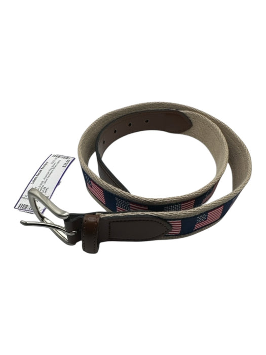 JAKL Tan & Multi American Flag Brown Leather Silver hardware Men's Belt Tan & Multi