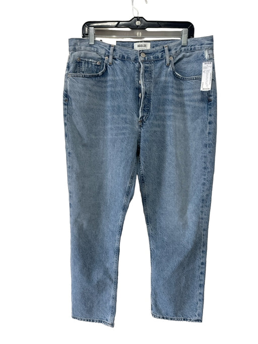 Agolde Size 32 Medium Wash Cotton High Rise Distressed Stone Wash Cropped Jeans Medium Wash / 32