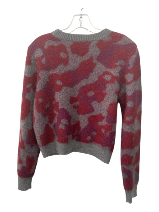 Rag & Bone Size XS Gray Pink Red Mohair Blend Abstract Round Neck Sweater Gray Pink Red / XS