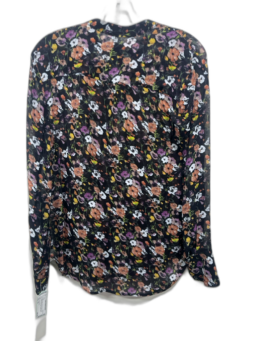 Rag & Bone Size XS Black & Multi Viscose Floral Long Sleeve Semi Sheer Top Black & Multi / XS