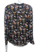 Rag & Bone Size XS Black & Multi Viscose Floral Long Sleeve Semi Sheer Top Black & Multi / XS