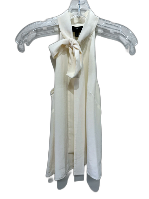 Nili Lotan Size XS Cream White Silk Sleeveless Tie Neck Cut Out Top Cream White / XS