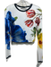 Alice + Olivia Size XS White, Black & Multi Viscose Blend Long Sleeve Floral Top White, Black & Multi / XS