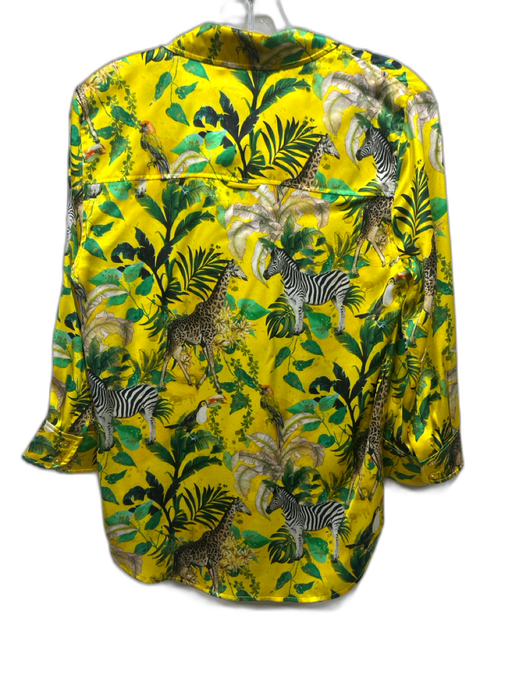 L'agence Size XS Yellow, Green, Black Silk Long Sleeve Animal Print Top Yellow, Green, Black / XS