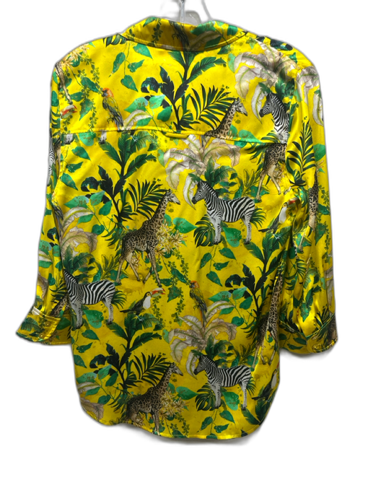 L'agence Size XS Yellow, Green, Black Silk Long Sleeve Animal Print Top Yellow, Green, Black / XS