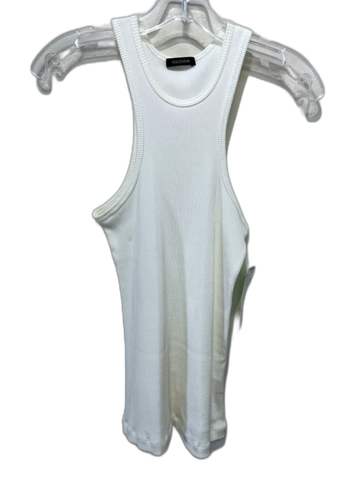 GOLDSIGN Size XS White Viscose Blend Rib Knit Stretch Sleeveless Tank Top White / XS