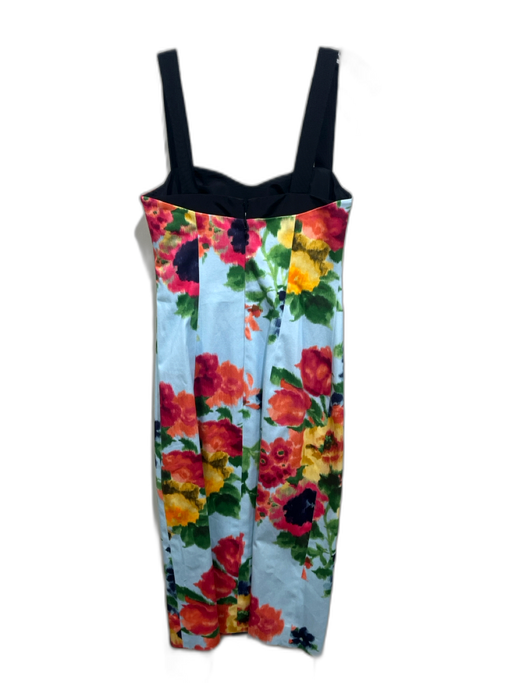 Carolina Herrera Size XS Blue, Black & Multi Cotton Blend Abstract Floral Dress Blue, Black & Multi / XS