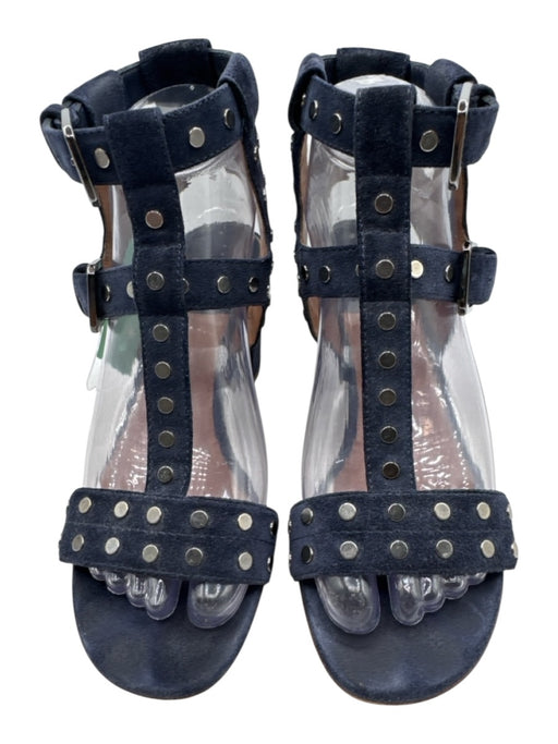 Laurence Dacade Shoe Size 38 Blue & Silver Suede Circle Studs Block Heel Sandals Blue & Silver / 38