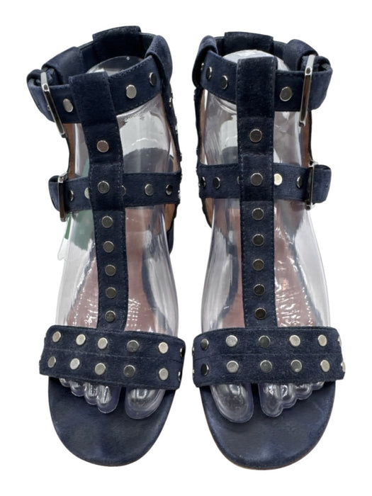 Laurence Dacade Shoe Size 38 Blue & Silver Suede Circle Studs Block Heel Sandals Blue & Silver / 38