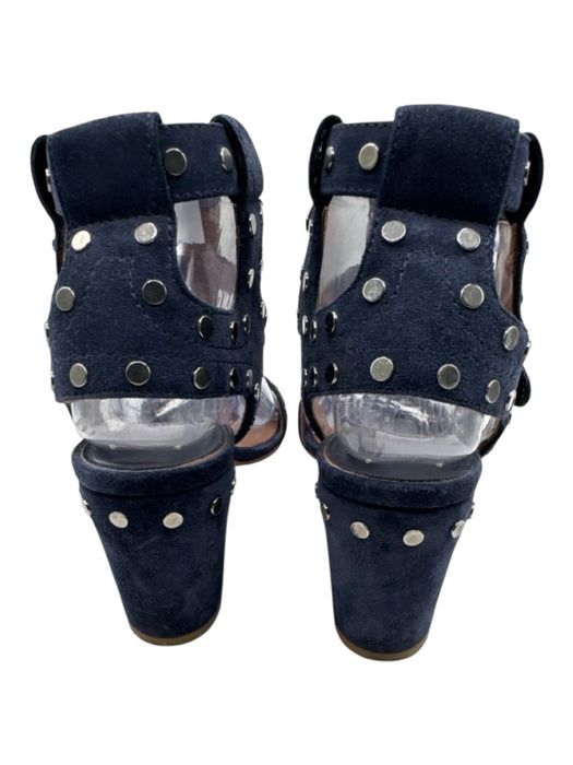 Laurence Dacade Shoe Size 38 Blue & Silver Suede Circle Studs Block Heel Sandals Blue & Silver / 38