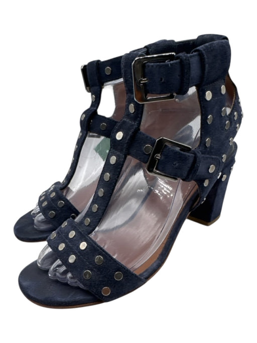 Laurence Dacade Shoe Size 38 Blue & Silver Suede Circle Studs Block Heel Sandals Blue & Silver / 38