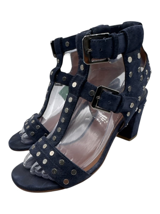 Laurence Dacade Shoe Size 38 Blue & Silver Suede Circle Studs Block Heel Sandals Blue & Silver / 38