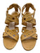 Dior Shoe Size 37 Yellow Tan Embossed Leather Ankle Buckle Stud Stiletto Sandals Yellow Tan / 37