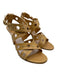 Dior Shoe Size 37 Yellow Tan Embossed Leather Ankle Buckle Stud Stiletto Sandals Yellow Tan / 37