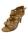 Dior Shoe Size 37 Yellow Tan Embossed Leather Ankle Buckle Stud Stiletto Sandals Yellow Tan / 37