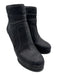 Chanel Shoe Size 38 Black Leather Side Zip Quilted Detail Platform Ankle Booties Black / 38