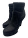 Chanel Shoe Size 38 Black Leather Side Zip Quilted Detail Platform Ankle Booties Black / 38