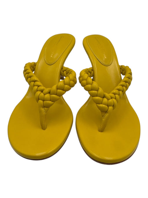 Gianvito Rossi Shoe Size 38.5 Yellow Leather Upper Braided Thong Sandals Yellow / 38.5