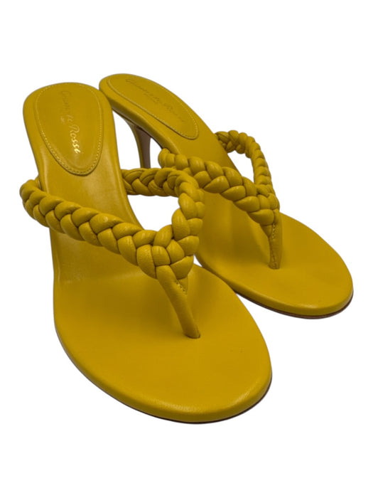 Gianvito Rossi Shoe Size 38.5 Yellow Leather Upper Braided Thong Sandals Yellow / 38.5