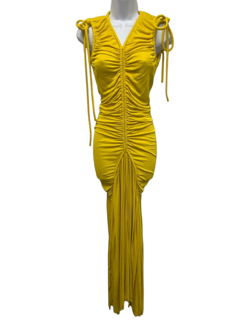 Proenza Schouler Size 0 Yellow Viscose Sleeveless Ruched Drawstring Maxi Dress Yellow / 0