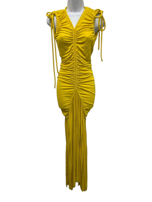 Proenza Schouler Size 0 Yellow Viscose Sleeveless Ruched Drawstring Maxi Dress Yellow / 0