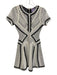 Herve Leger Size XS Black & White Rayon Blend Short Sleeve Zig Zag Knit Dress Black & White / XS