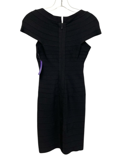 Herve Leger Size XS Black Rayon Blend Cap Sleeve Square Neck Bandage Dress Black / XS
