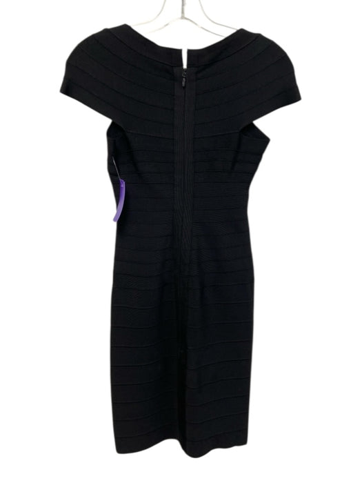 Herve Leger Size XS Black Rayon Blend Cap Sleeve Square Neck Bandage Dress Black / XS