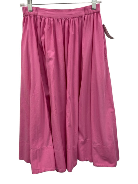 Free People Size XS Bright Pink Cotton Elastic Waistband Pockets Midi Skirt Bright Pink / XS