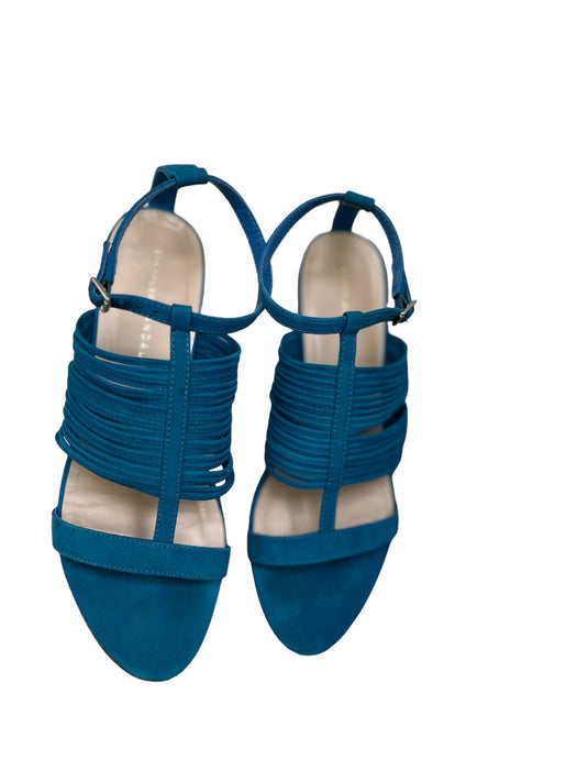 Loeffler Randall Shoe Size 7.5 Teal Blue Suede Ankle Strap Sandals Teal Blue / 7.5