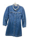 Sea New York Size 0 Med Wash Cotton Denim Raw Hem Darted Snap Front Mini Dress Med Wash / 0