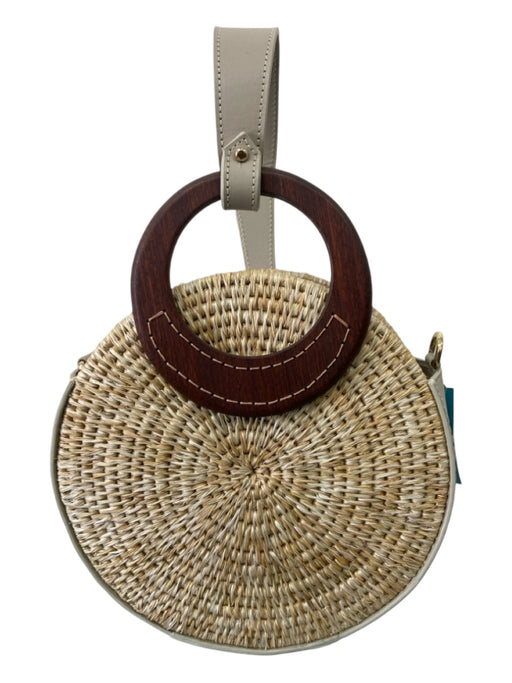 KhoKho Beige & Brown Raffia & Leather Circle Woven Handbag Wood Handle Bag Beige & Brown / S