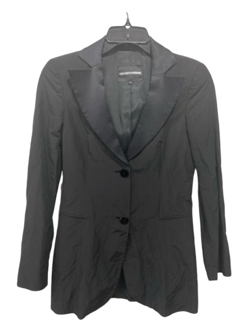 Emporio Armani Size 4 Black Polyamide Blend Blazer 2 button Shoulder Pads Jacket Black / 4