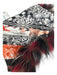 Roberto Cavalli Black Red & White Silk & Fur Fur Trim Stripe Detail Oblong scarf Black Red & White / XS