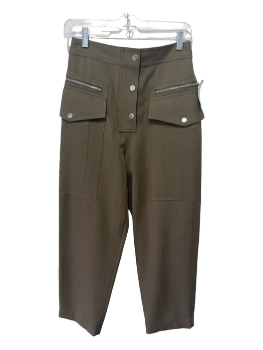 3.1 Phillip Lim Size 0 Green Wool High Rise Snap & Zip Straight Cargo Pants Green / 0