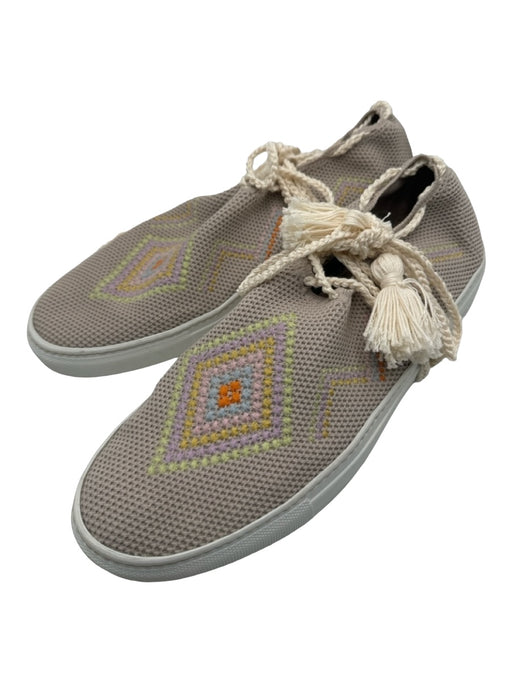 Tamara Mellon Shoe Size 40 Beige & Multi Slice Beads Woven Tie Hem Sneakers Beige & Multi / 40