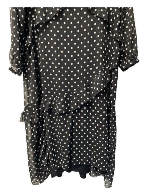 Maeve Size S Black & White Polka Dots V Neck Long Sleeve Sheer Dress Black & White / S