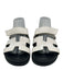 Hermes Shoe Size 41 White & Black Leather Velcro Strap H Cut Slides Sandals White & Black / 41