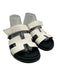Hermes Shoe Size 41 White & Black Leather Velcro Strap H Cut Slides Sandals White & Black / 41