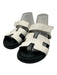 Hermes Shoe Size 41 White & Black Leather Velcro Strap H Cut Slides Sandals White & Black / 41