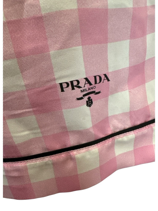 Prada Size Est Small Pink, White, black Silk Elastic Waist Buffalo Check Shorts Pink, White, black / Est Small