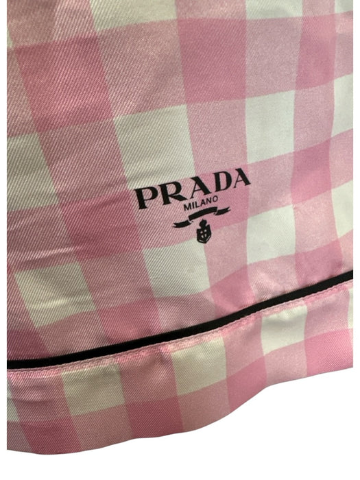 Prada Size Est Small Pink, White, black Silk Elastic Waist Buffalo Check Shorts Pink, White, black / Est Small