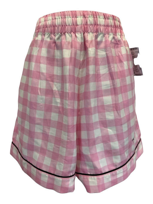 Prada Size Est Small Pink, White, black Silk Elastic Waist Buffalo Check Shorts Pink, White, black / Est Small
