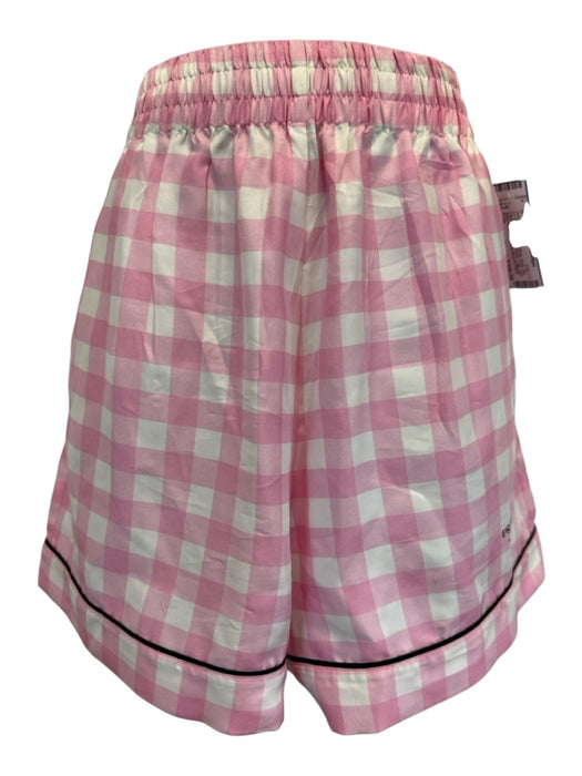 Prada Size Est Small Pink, White, black Silk Elastic Waist Buffalo Check Shorts Pink, White, black / Est Small