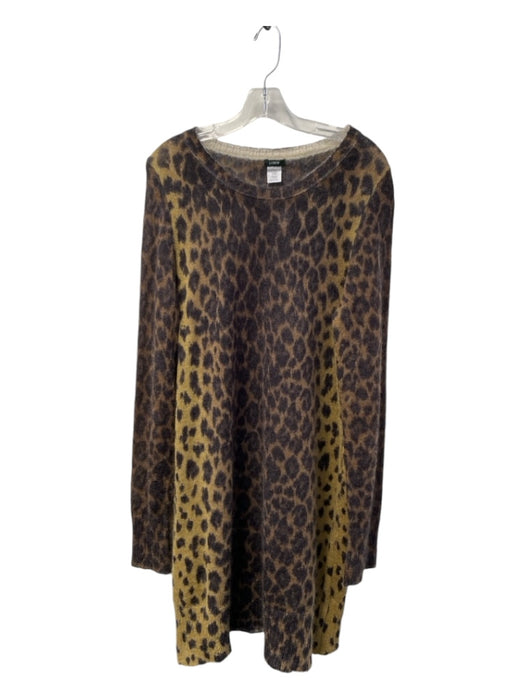 J Crew Size XL Brown & Black Mohair Blend Long Sleeve Round Neck Dress Brown & Black / XL