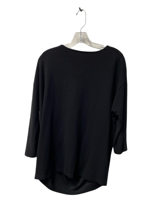 COS Size Medium Black Rayon Blend Round Neck Long Sleeve Drape Detail Top Black / Medium