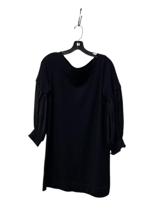 Theory Size Medium Black Wool Blend Boat Neck Long Pleated Sleeve Dress Black / Medium