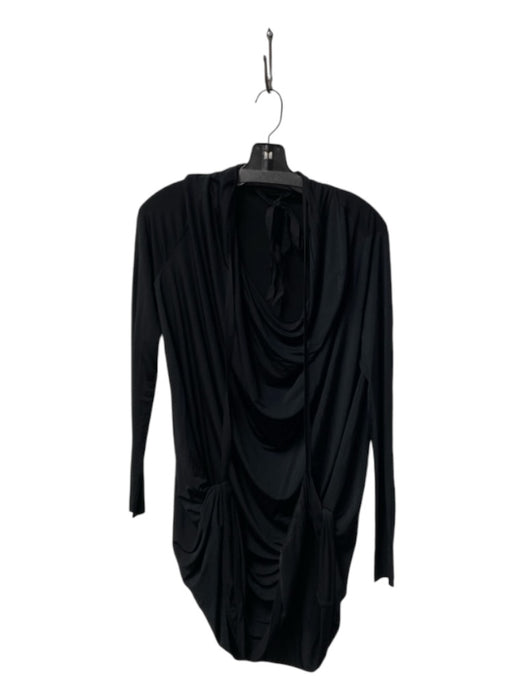 All Saints Size 6 Black Cupro Long Sleeve Draped neck Draped Hem Dress Black / 6