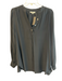 Annie Griffin Size L Black Silk Long Sleeve V Neck 3 Button Tunic Top Black / L