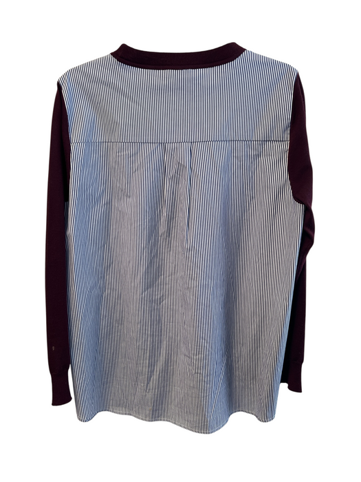 J. Crew Size L Maroon Merino Wool Long Sleeve Round Neck Striped Back Top Maroon / L